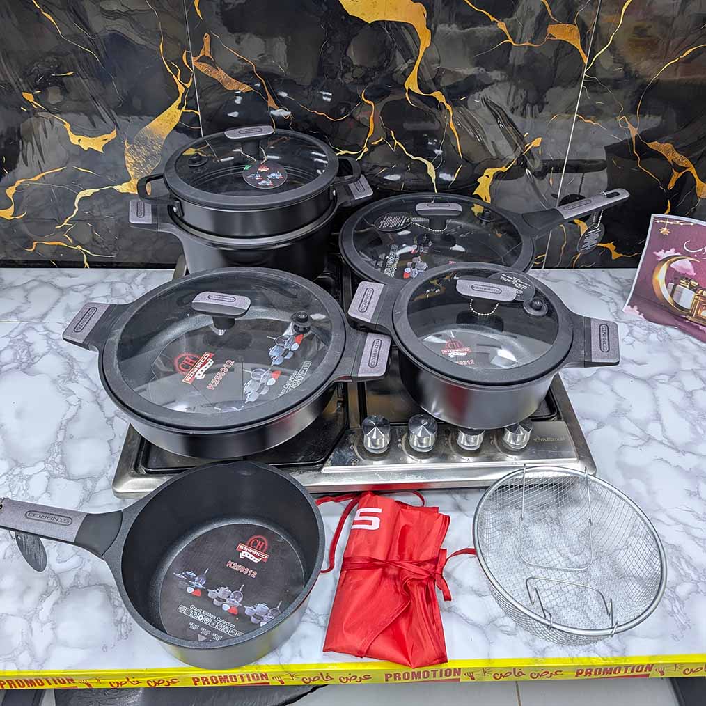 (N) SERIE CUISINE SINARCO 12 PCS GRANITE 100% ALIMENTAIRE (091) من أجود الطقوم و أنواع القرانيت🔥