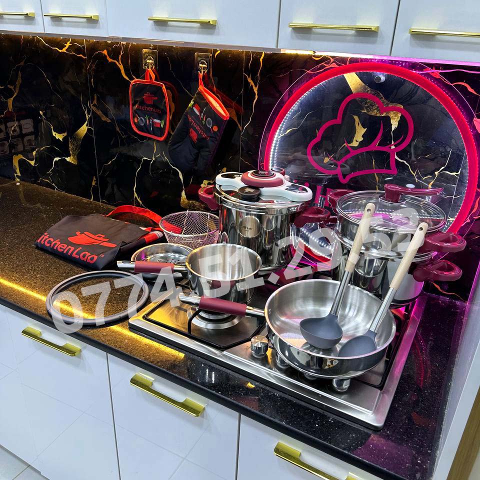 PACK COCOTTE MINUTE 16 PCS KITCHEN LAB 100% INOX 18/10  (116) طقم المطبخ الفخم 16 قطعة من الأنوكس