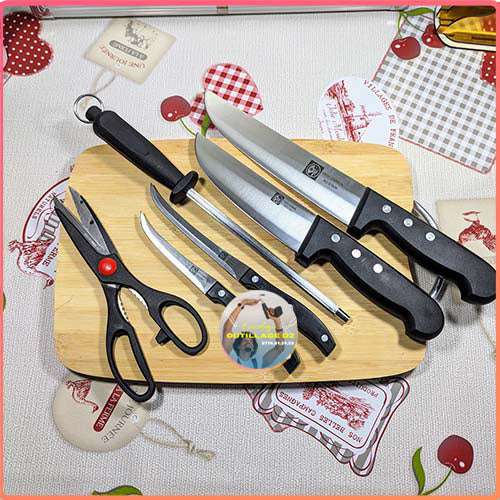 حقيبة سكاكين HIGH CARBON 🔪 من 8 قطع و هدية مجانية 🎁 (1001)