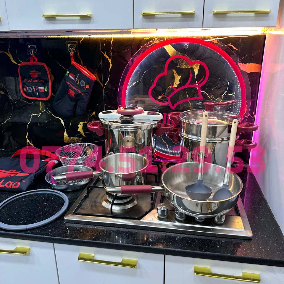 PACK COCOTTE MINUTE 16 PCS KITCHEN LAB 100% INOX 18/10  (116) طقم المطبخ الفخم 16 قطعة من الأنوكس