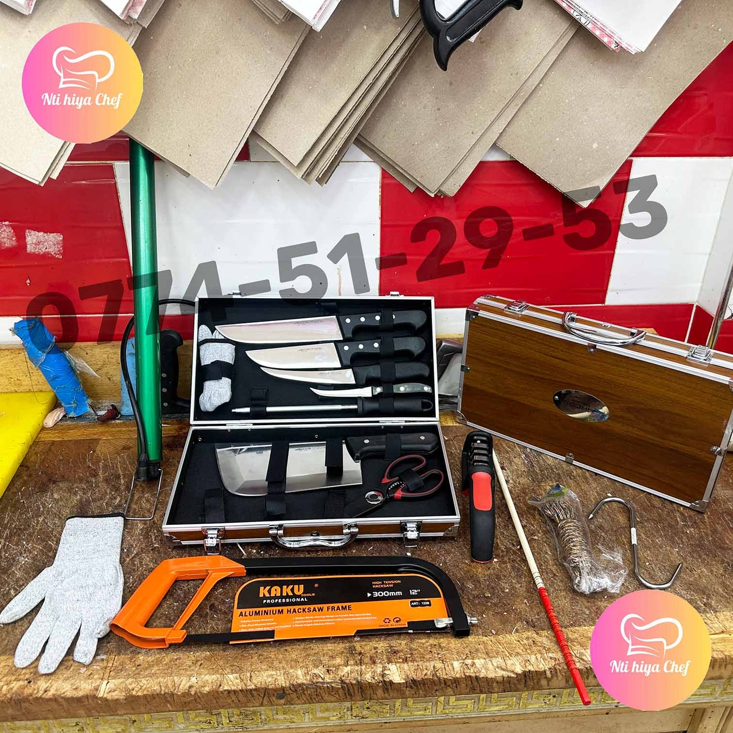 PACK AID 8 PIECES PLASTIQUE + 7 CADEAUX (119) عرض عيد الأضحى حقيبة سكاكين مقابض بلاستيكية 8 قطع + 7 هدايا مجانية