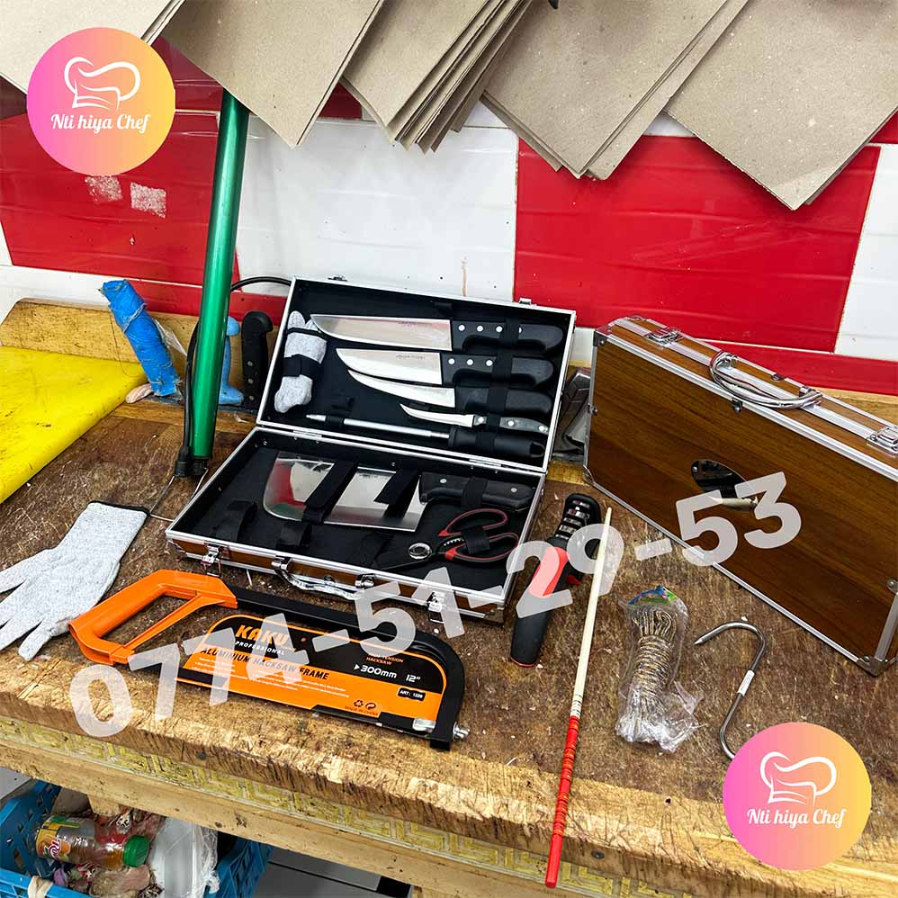 PACK AID 8 PIECES PLASTIQUE + 7 CADEAUX (119) عرض عيد الأضحى حقيبة سكاكين مقابض بلاستيكية 8 قطع + 7 هدايا مجانية