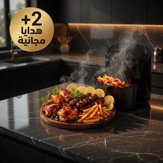 مقلاة هوائية 8 لتر صحية بدون زيت 2400 واط + 2 هدايا مجانية (111)